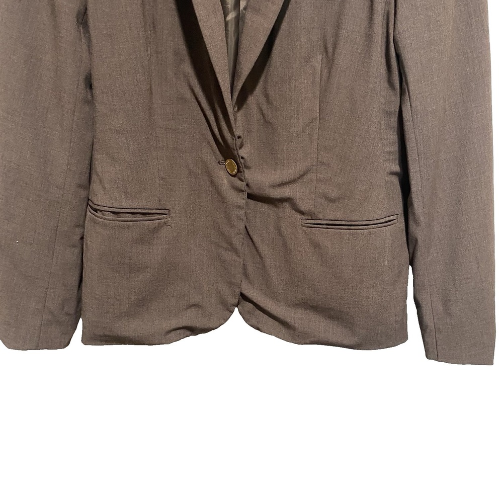 Calvin Klein Women's Brown One Button Closure Padded Blazer Size 12 - Picture 3 of 12